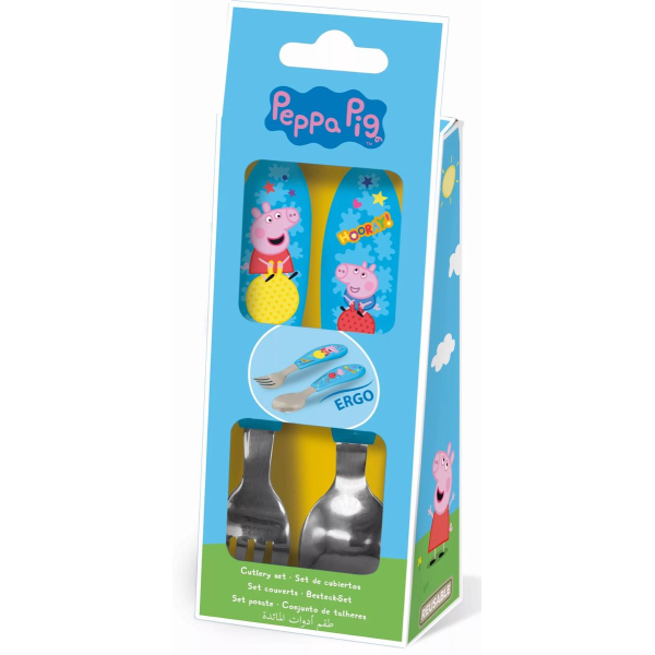 Peppa Pig - metalen ergonomische bestekset - 2 stuks